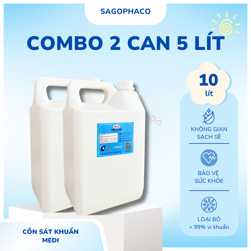 COMBO 2 CAN Cồn 5 Lít 90 ĐỘ đã bao gồm phí vận chuyển và VAT tặng vỏ chai 1 lít