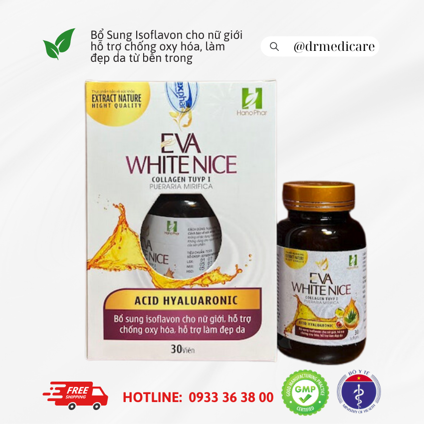 Viên Uống Eva Whitenice Hỗ Trợ Cân Bằng Nội Tiết, Đẹp Da, Hộp 30 Viên